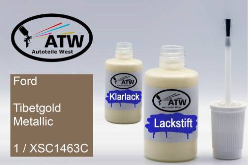 Ford, Tibetgold Metallic, 1 / XSC1463C: 20ml Lackstift + 20ml Klarlack - Set, von ATW Autoteile West.